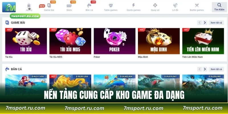 Nền tảng cung cấp kho game đa dạng
