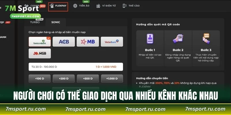 Người chơi có thể giao dịch qua nhiều kênh khác nhau