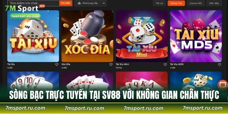 Sòng bạc trực tuyến tại SV88 với không gian chân thực