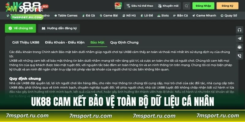 UK88 cam kết bảo vệ toàn bộ dữ liệu cá nhân